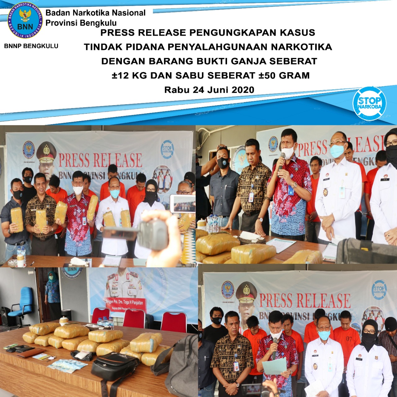 PRESS RELEASE PENGUNGKAPAN KASUS TINDAK PIDANA* *PENYALAHGUNAAN NARKOTIKA DENGAN BARANG BUKTI GANJA SEBERAT ±12 KG DAN SABU SEBERAT ±50 GRAM PRESS RELEASE PENGUNGKAPAN KASUS TINDAK PIDANA* *PENYALAHGUNAAN NARKOTIKA DENGAN BARANG BUKTI GANJA SEBERAT ±12 KG DAN SABU SEBERAT ±50 GRAM