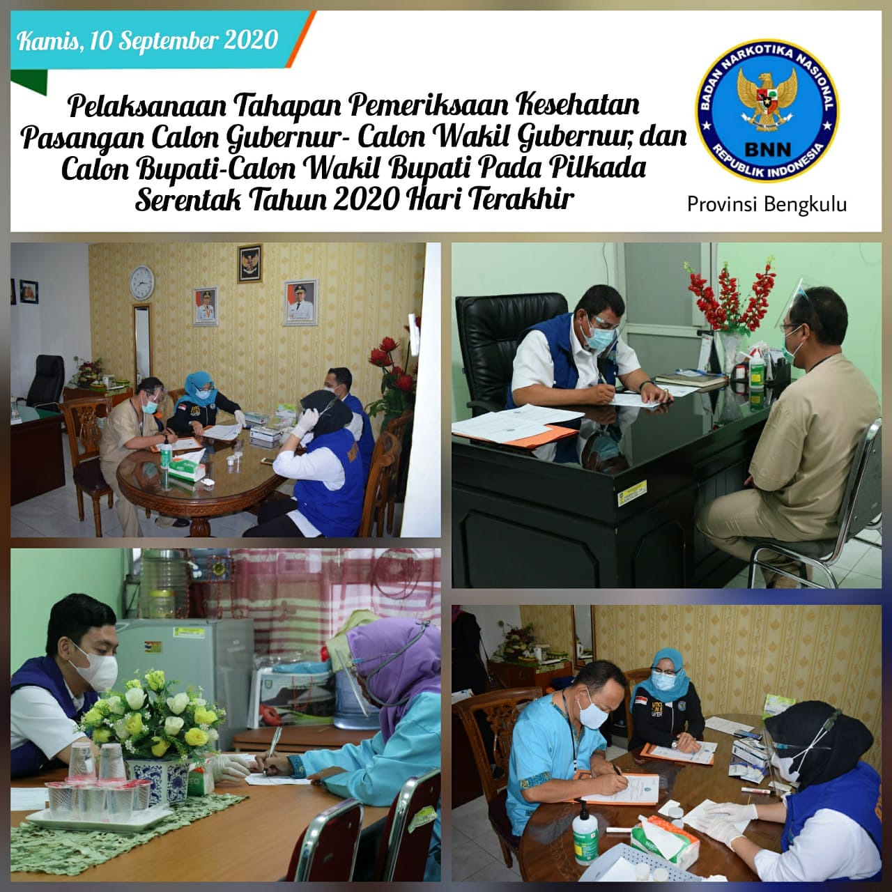 Kegiatan Pelaksanaan Tahapan Pemeriksaan Kesehatan Pasangan Calon Gubernur- Calon Wakil Gubernur, dan Calon Bupati-Calon Wakil Bupati Pada Pilkada Serentak Tahun 2020 (Hari Ke-4 / Hari Terakhir) Kegiatan Pelaksanaan Tahapan Pemeriksaan Kesehatan Pasangan Calon Gubernur- Calon Wakil Gubernur, dan Calon Bupati-Calon Wakil Bupati Pada Pilkada Serentak Tahun 2020 (Hari Ke-4 / Hari Terakhir)