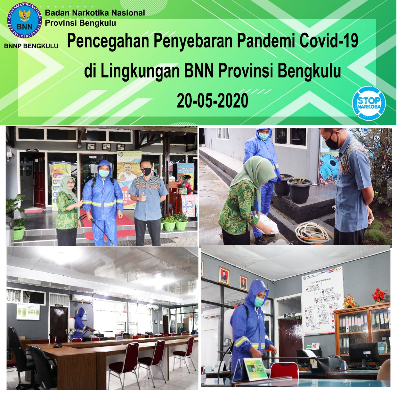 kegiatan pencegahan penyebaran Pandemi covid-19 di lingkungan BNN Provinsi Bengkulu kegiatan pencegahan penyebaran Pandemi covid-19 di lingkungan BNN Provinsi Bengkulu