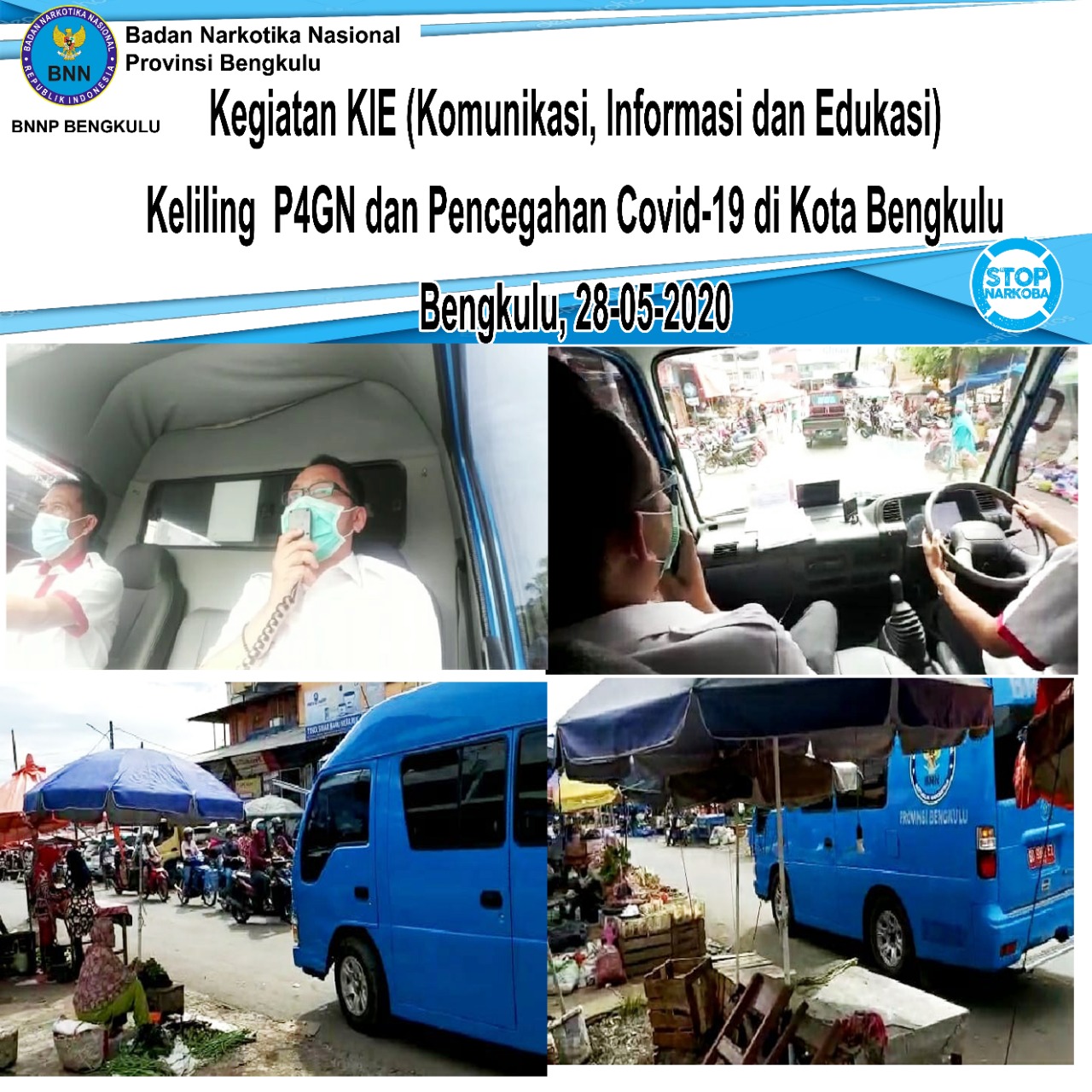 Kegiatan KIE (Komunikasi, Informasi dan Edukasi) Tentang Pencegahan penularan Wabah Covid-19 Kepada Masyarakat Kota Bengkulu. Kegiatan KIE (Komunikasi, Informasi dan Edukasi) Tentang Pencegahan penularan Wabah Covid-19 Kepada Masyarakat Kota Bengkulu.