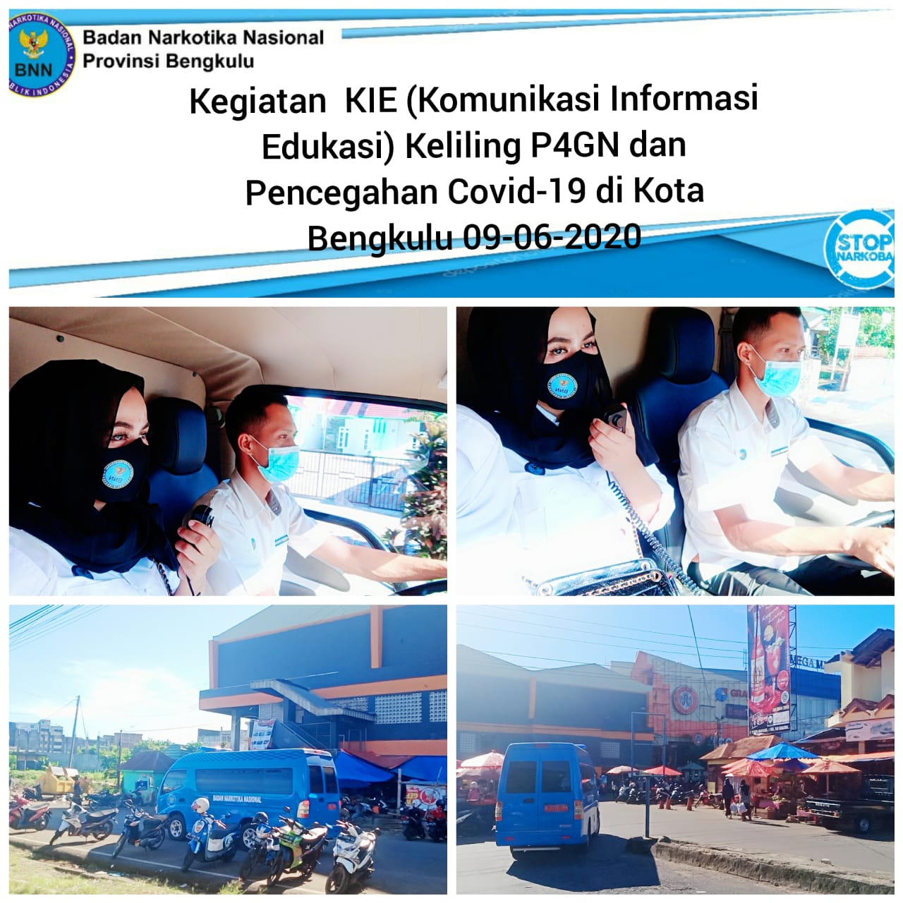 Kegiatan KIE (Komunikasi, Informasi dan Edukasi) Tentang Pencegahan penularan Wabah Covid-19 dan informasi P4GN Kepada Masyarakat Kota Bengkulu Kegiatan KIE (Komunikasi, Informasi dan Edukasi) Tentang Pencegahan penularan Wabah Covid-19 dan informasi P4GN Kepada Masyarakat Kota Bengkulu