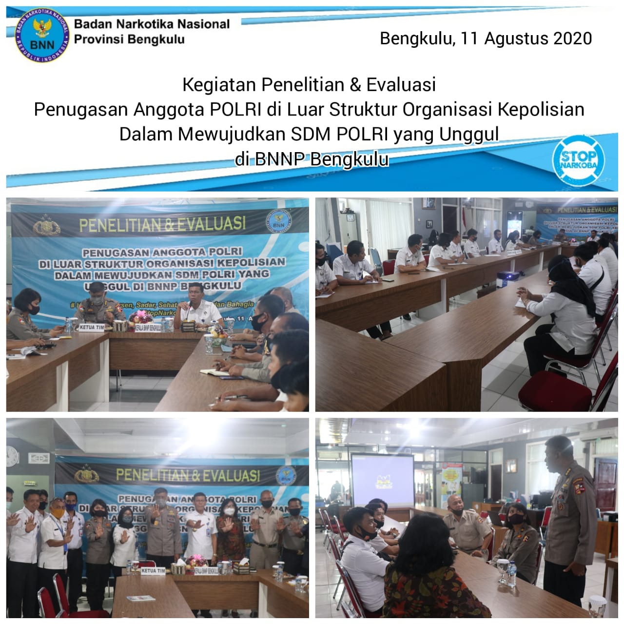 Kegiatan Penelitian & Evaluasi Penugasan Anggota POLRI di Luar Struktur Organisasi Kepolisian Dalam Mewujudkan SDM POLRI yang Unggul di BNNP Bengkulu Kegiatan Penelitian & Evaluasi Penugasan Anggota POLRI di Luar Struktur Organisasi Kepolisian Dalam Mewujudkan SDM POLRI yang Unggul di BNNP Bengkulu