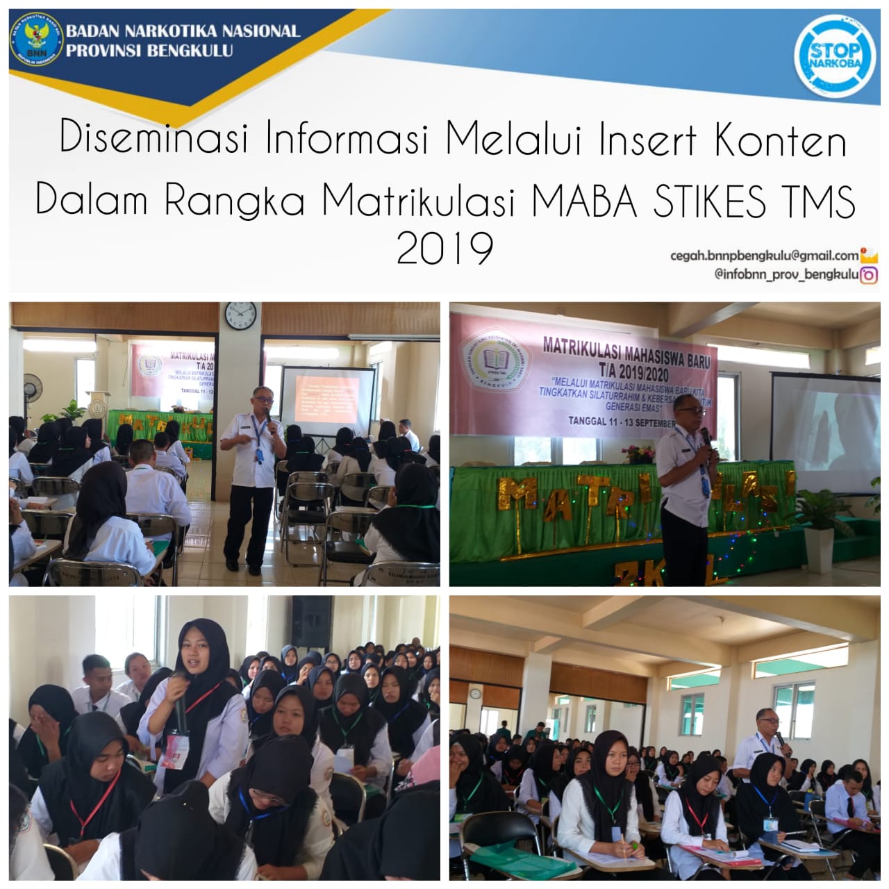 Kegiatan Diseminasi Informasi Melalui Insert Konten Dalam Rangka Matrikulasi Mahasiswa Baru Sekolah Tinggi Ilmu Kesehatan Tri Mandiri Sakti (STIKES TMS) Bengkulu