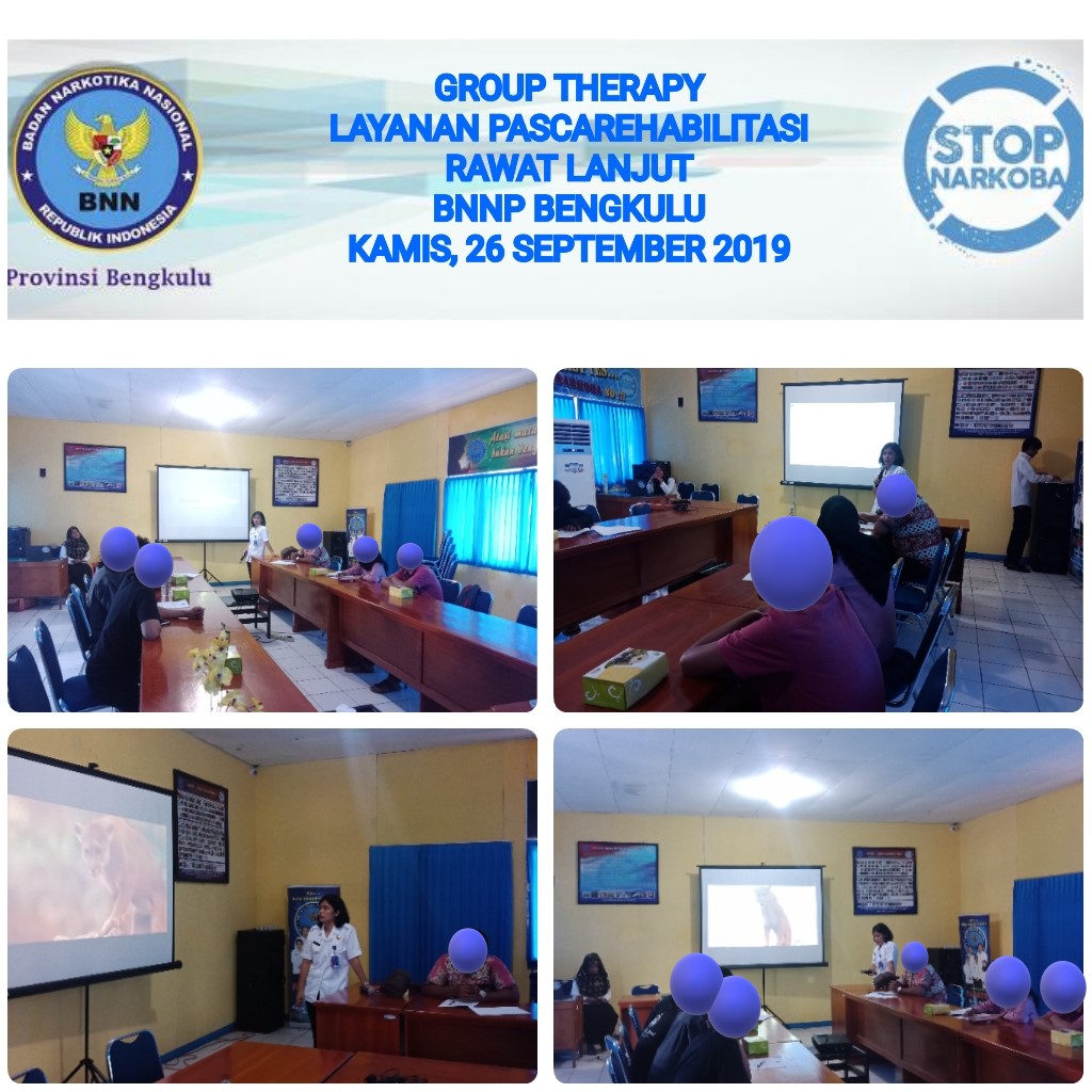 Kegiatan Group Therapy Layanan Pascarehabilitasi Rawat Lanjut BNNP Bengkulu Tahun 2019. Kegiatan Group Therapy Layanan Pascarehabilitasi Rawat Lanjut BNNP Bengkulu Tahun 2019.