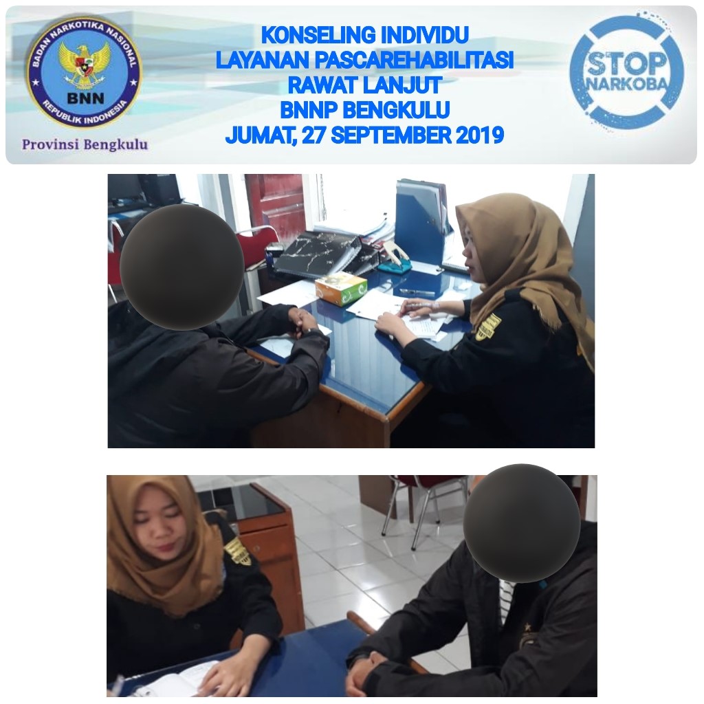 Kegiatan Konseling Individu Layanan Pascarehabilitasi Rawat Lanjut BNNP Bengkulu Tahun 2019 Kegiatan Konseling Individu Layanan Pascarehabilitasi Rawat Lanjut BNNP Bengkulu Tahun 2019