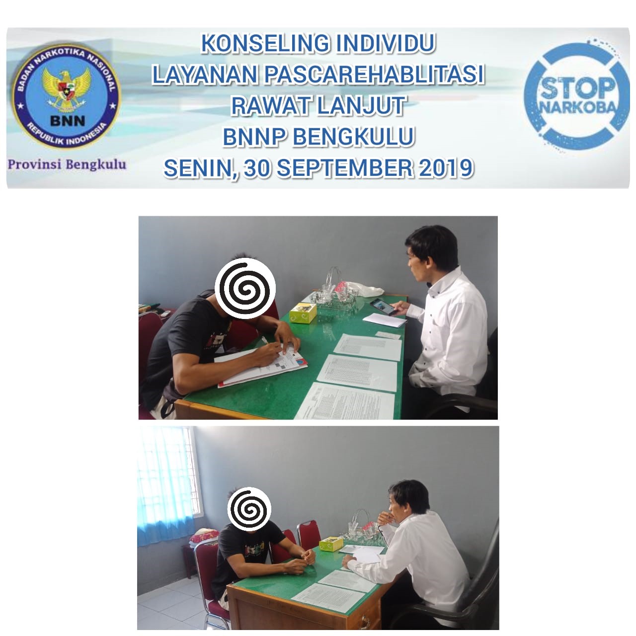 Kegiatan Konseling Individu Layanan Pascarehabilitasi Rawat Lanjut BNNP Bengkulu Tahun 2019 Kegiatan Konseling Individu Layanan Pascarehabilitasi Rawat Lanjut BNNP Bengkulu Tahun 2019