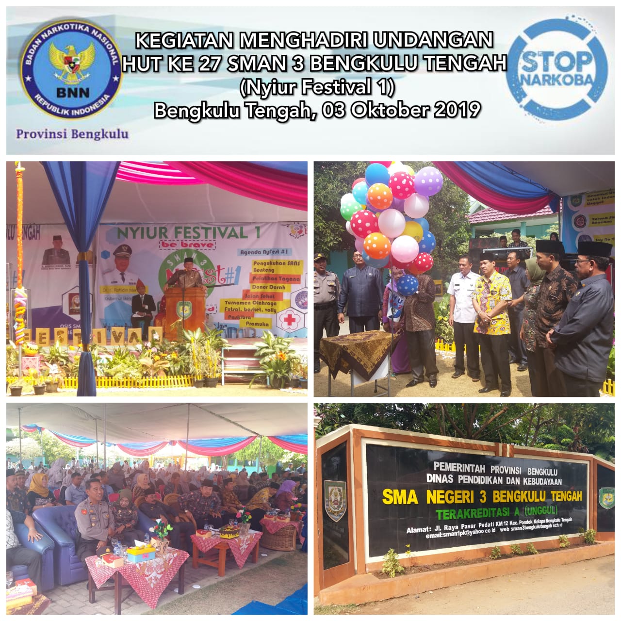Menghadiri Pembukaan Kegiatan HUT ke-27 SMA Negeri 3 Bengkulu Tengah Menghadiri Pembukaan Kegiatan HUT ke-27 SMA Negeri 3 Bengkulu Tengah