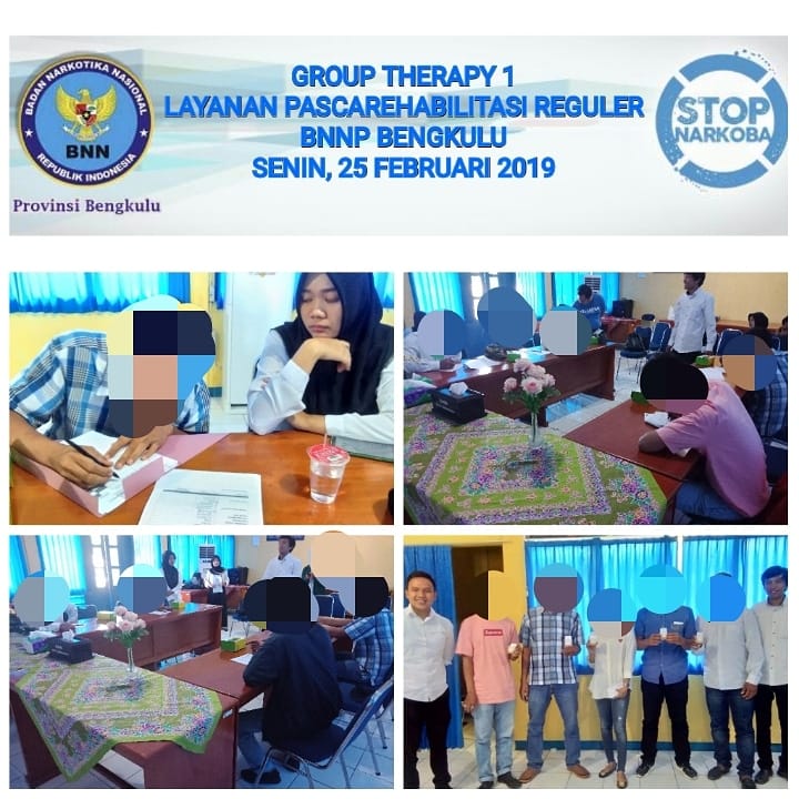 Group Therapy 1 Layanan Pascarehabilitasi Reguler BNNP Bengkulu. Group Therapy 1 Layanan Pascarehabilitasi Reguler BNNP Bengkulu.