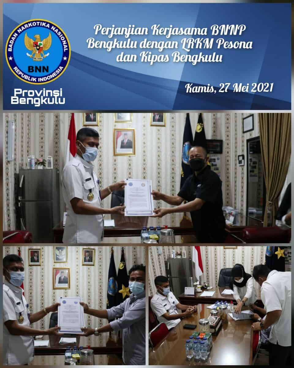 Penandatanganan Kerja Sama (PKS) BNNP Bengkulu dan LRKM Pesona dan Kipas Penandatanganan Kerja Sama (PKS) BNNP Bengkulu dan LRKM Pesona dan Kipas