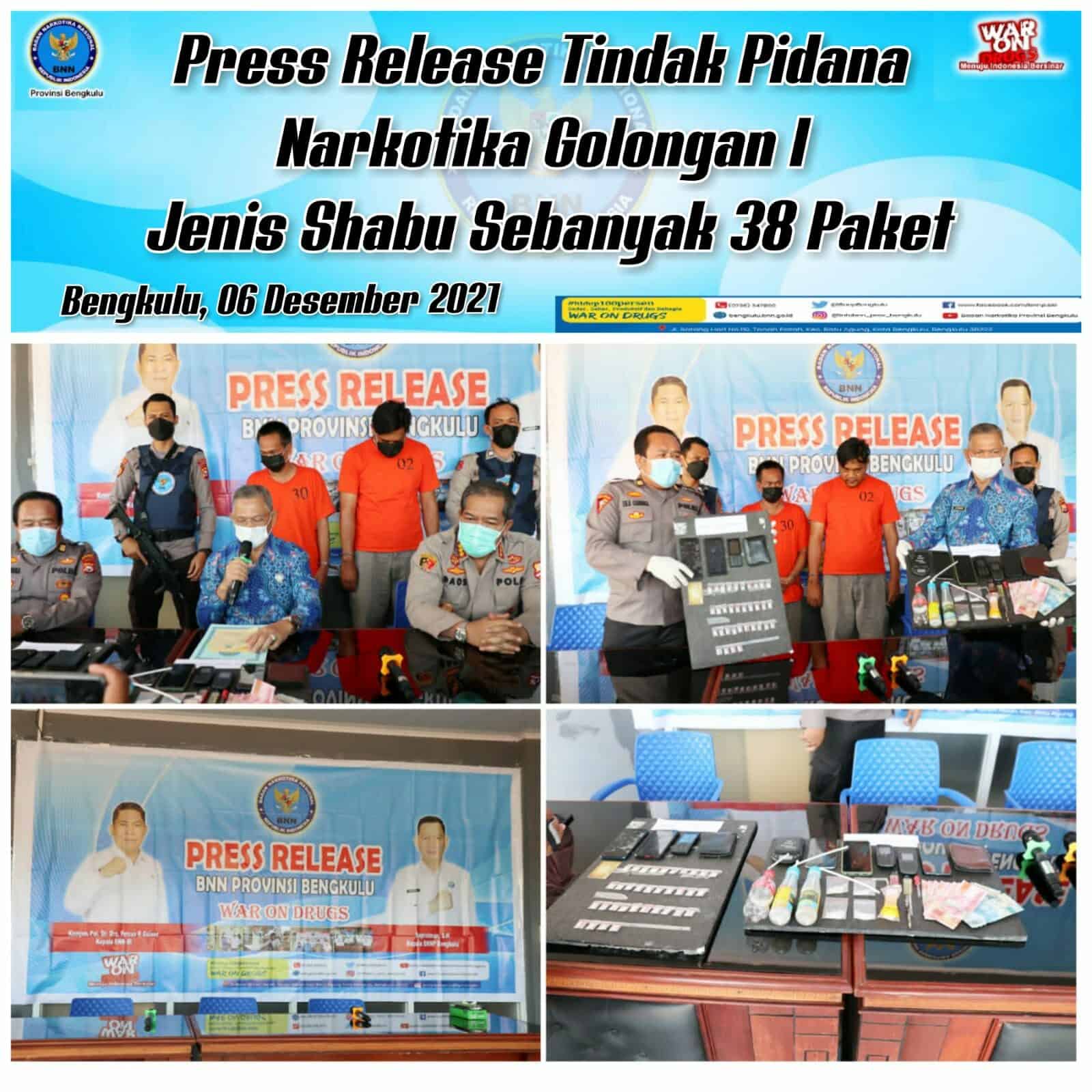 Press Release Ungkap Kasus Tindak Pidana Narkotika Golongan I, 38 Paket Sabu Press Release Ungkap Kasus Tindak Pidana Narkotika Golongan I, 38 Paket Sabu