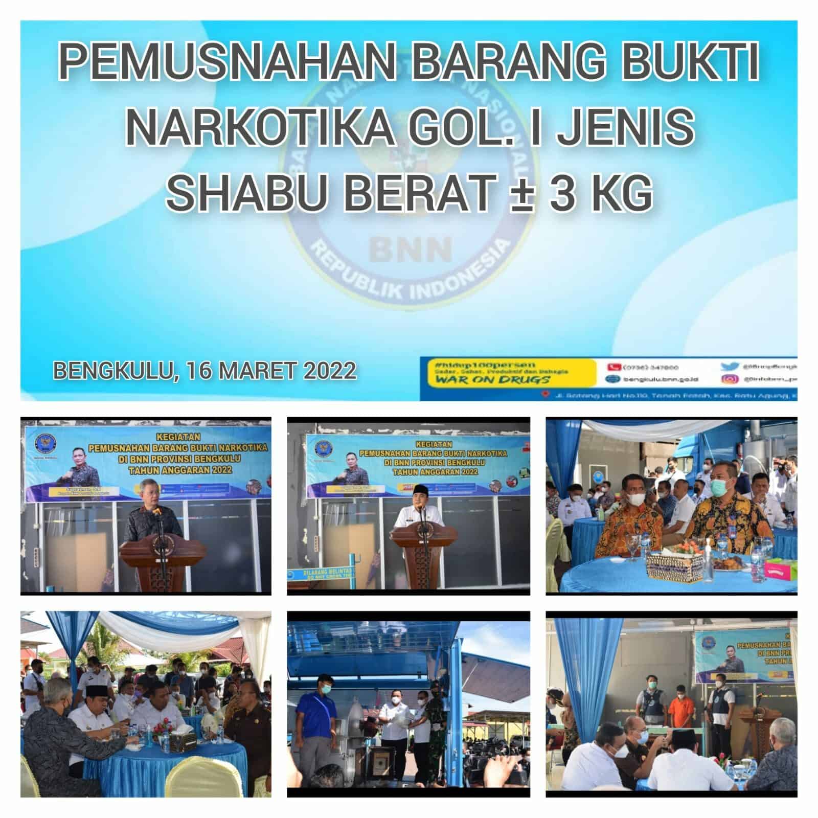 Pemusnahan Narkotika Golongan I jenis Shabu Seberat 3Kg di BNN Provinsi Bengkulu Pemusnahan Narkotika Golongan I jenis Shabu Seberat 3Kg di BNN Provinsi Bengkulu