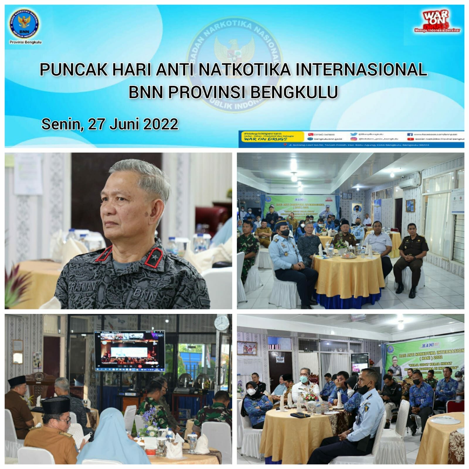 Peringatan Puncak Hari Anti Narkotika Internasional (HANI) secara Virtual di Provinsi Bengkulu Tahun 2022 Peringatan Puncak Hari Anti Narkotika Internasional (HANI) secara Virtual di Provinsi Bengkulu Tahun 2022