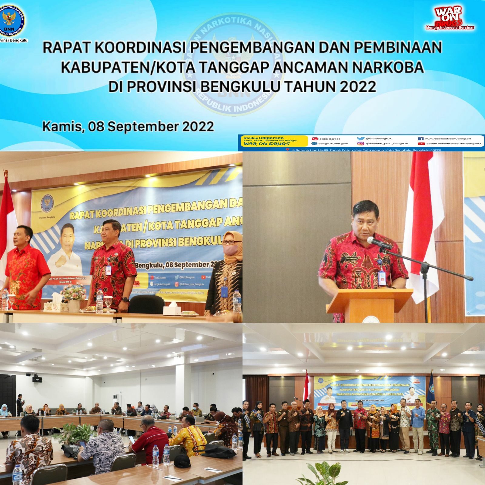 Rapat Koordinasi Pengembangan&pembinaan kabupaten/kota tanggap ancaman narkoba di provinsi Bengkulu Tahun 2022 Rapat Koordinasi Pengembangan&pembinaan kabupaten/kota tanggap ancaman narkoba di provinsi Bengkulu Tahun 2022