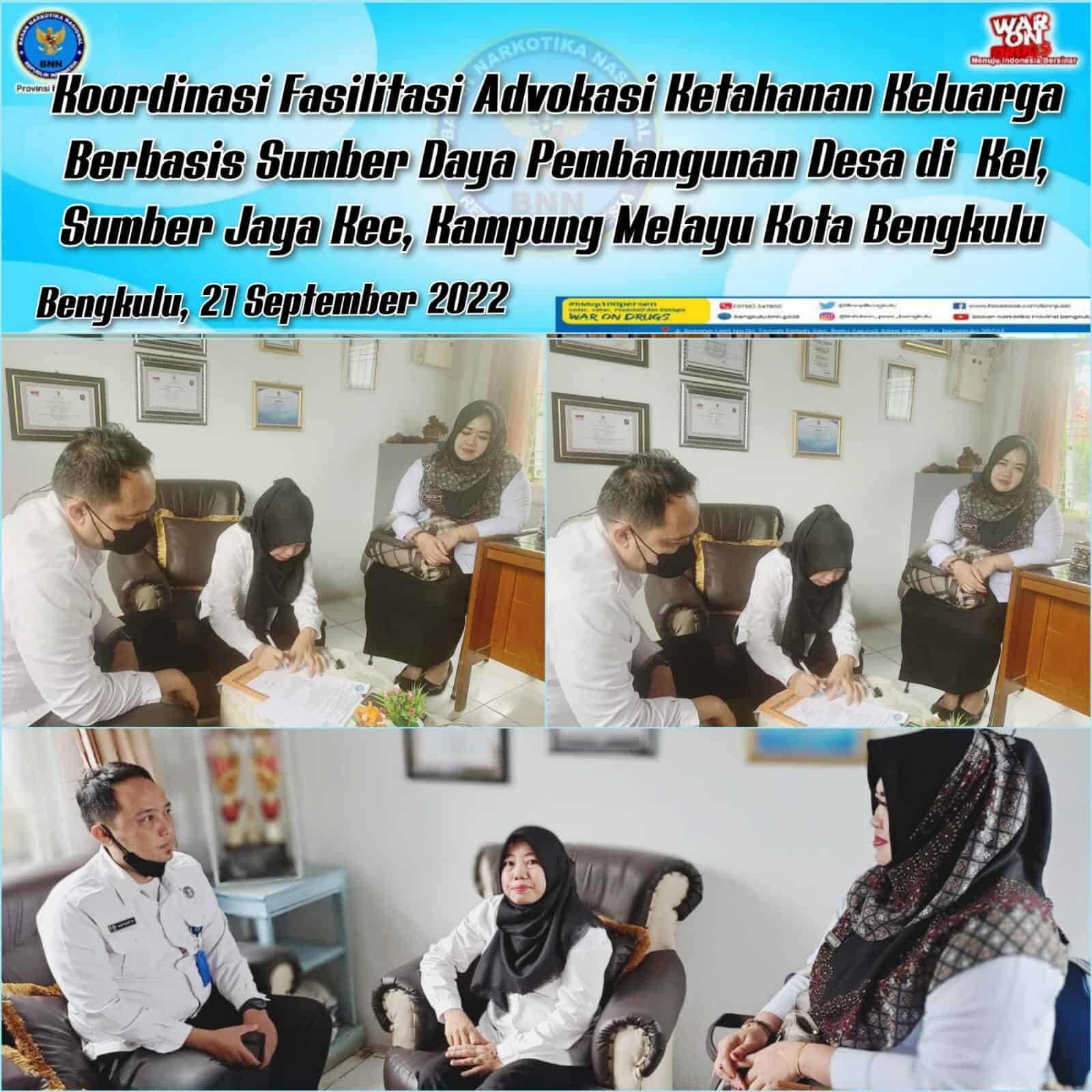 Koordinasi Fasilitasi Advokasi Ketahanan Keluarga Anti Narloba Berbasisi Sumber Daya Pembangunan Desa Tahun 2022 Ke Kelurahan Sumber Jaya sebagai kelurahan bersinar Koordinasi Fasilitasi Advokasi Ketahanan Keluarga Anti Narloba Berbasisi Sumber Daya Pembangunan Desa Tahun 2022 Ke Kelurahan Sumber Jaya sebagai kelurahan bersinar