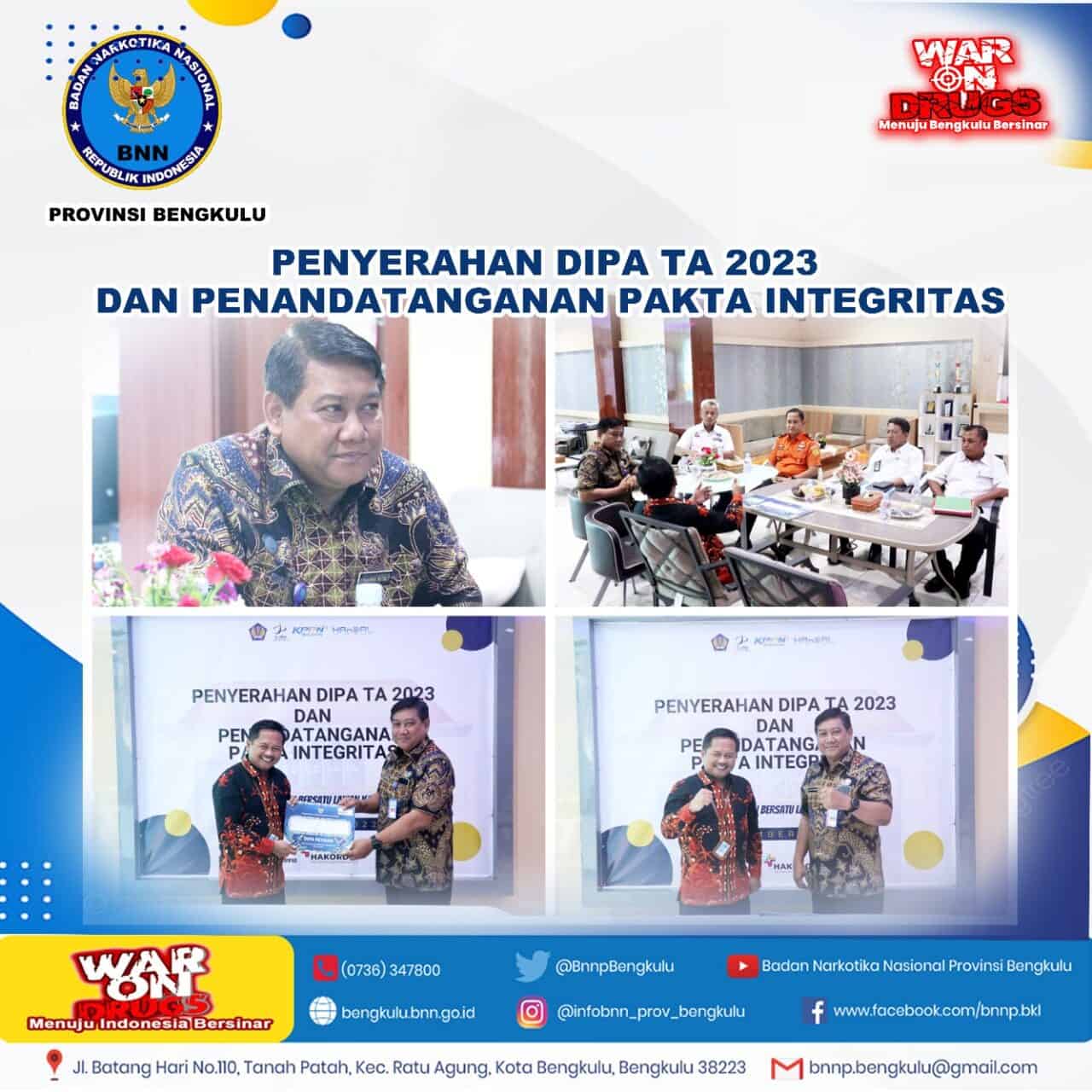 PENYERAHAN DIPA TAHUN ANGGARAN 2023 DAN PENANDATANGANAN PAKTA INTEGRITAS TAHUN ANGGARAN 2023 PENYERAHAN DIPA TAHUN ANGGARAN 2023 DAN PENANDATANGANAN PAKTA INTEGRITAS TAHUN ANGGARAN 2023