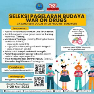 Seleksi Pagelaran Budaya War On Drugs Tahun 2023