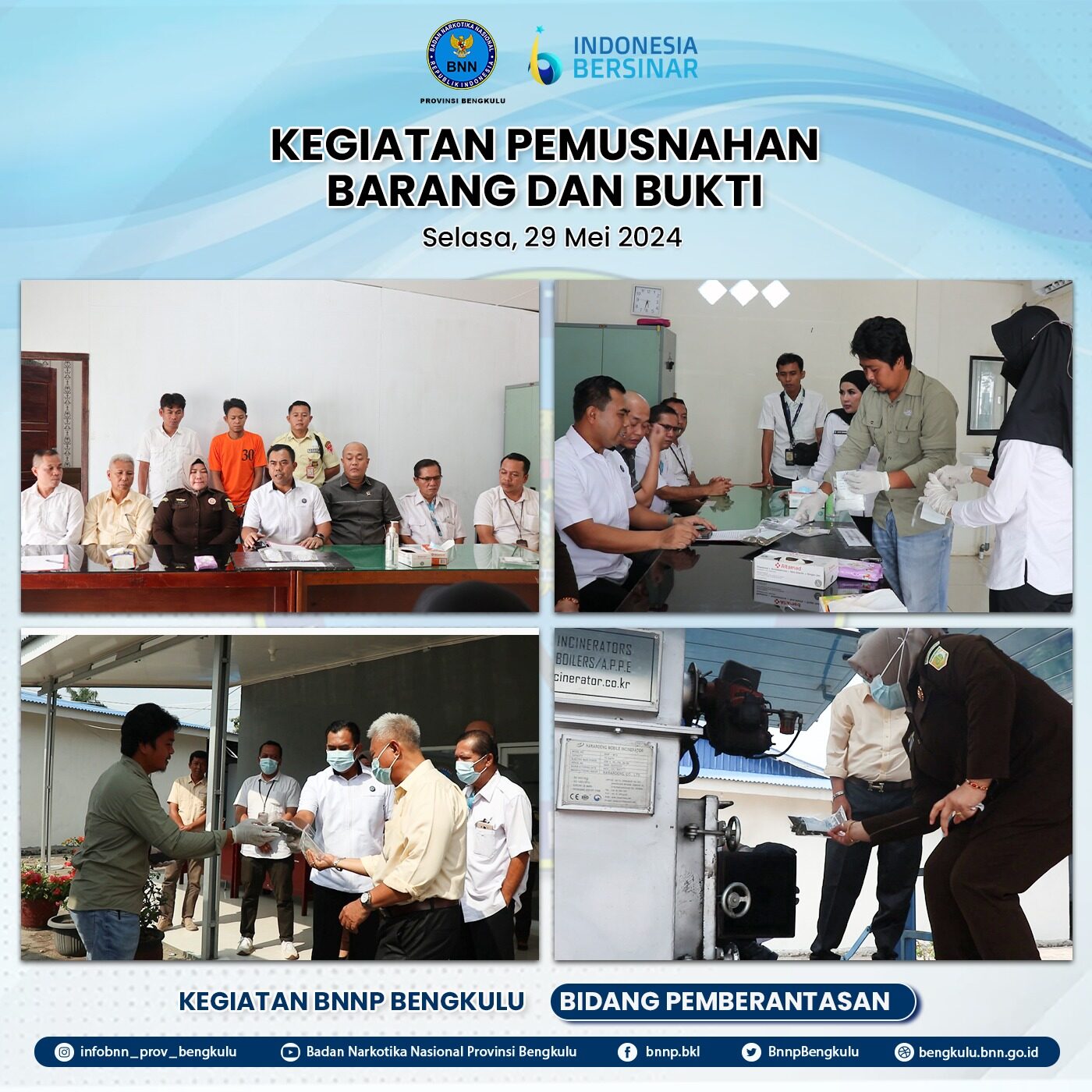 Pemusnahan Barang Bukti Narkotika Golongan I Jenis Ganja dan Sabu Konsep Otomatis