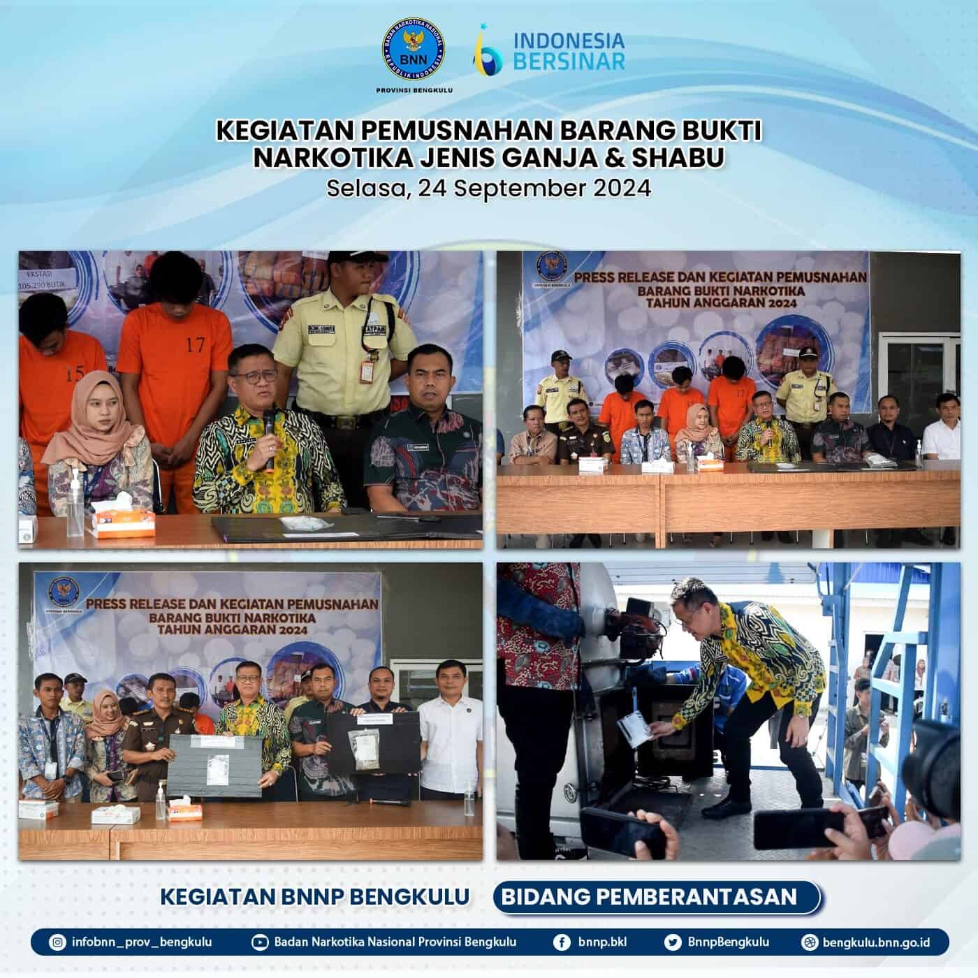 Pemusnahan Barang dan Bukti Narkotika Golongan 1 Jenis ganja dan Shabu Pemusnahan Barang dan Bukti Narkotika Golongan 1 Jenis ganja dan Shabu