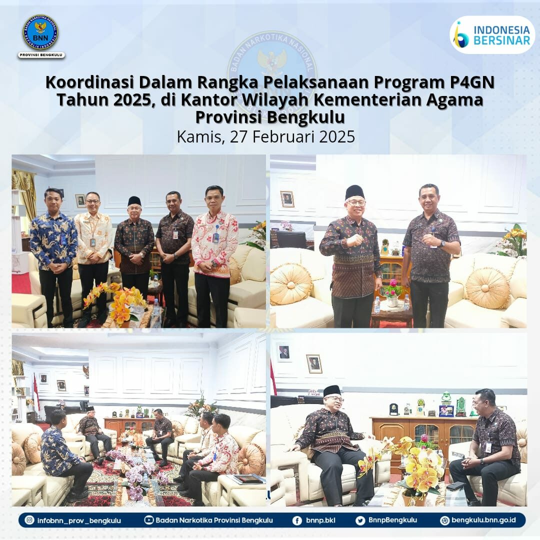 Koordinasi Dalam Rangka Pelaksanaan Program P4GN Tahun 2025, di Kantor Wilayah Kementerian Agama Provinsi Bengkulu Koordinasi Dalam Rangka Pelaksanaan Program P4GN Tahun 2025, di Kantor Wilayah Kementerian Agama Provinsi Bengkulu