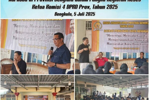 Penyuluhan Bahaya Narkoba pada Penggiat dan Komunitas Anti Narkoba di Provinsi Benglulu dalam rangka Kegiatan Reses Ketua Komisi 4 DPRD Prov. Tahun 2025