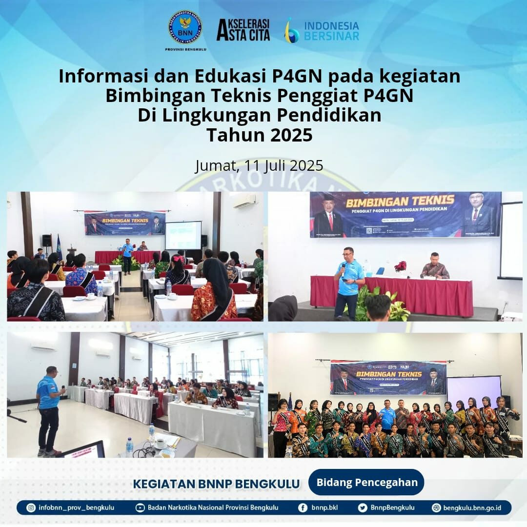 Informasi dan Edukasi P4GN Pada kegiatan Bimbingan Teknis Penggiat P4GN Di Lingkungan Pendidikan Informasi dan Edukasi P4GN Pada kegiatan Bimbingan Teknis Penggiat P4GN Di Lingkungan Pendidikan
